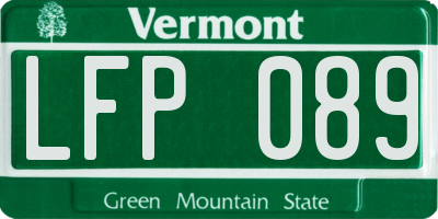 VT license plate LFP089