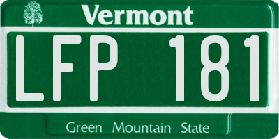 VT license plate LFP181