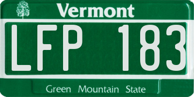 VT license plate LFP183