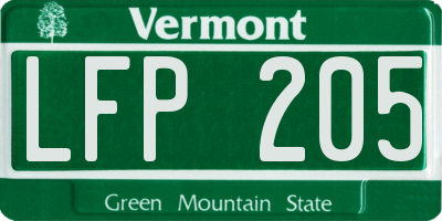 VT license plate LFP205
