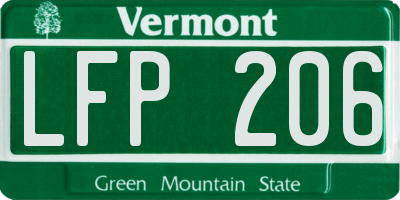 VT license plate LFP206