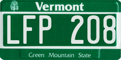 VT license plate LFP208