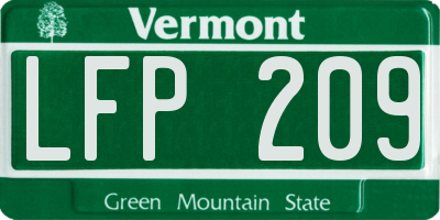 VT license plate LFP209