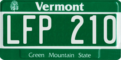 VT license plate LFP210