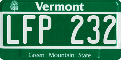 VT license plate LFP232
