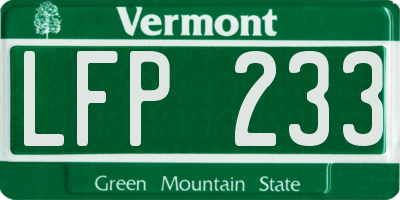 VT license plate LFP233