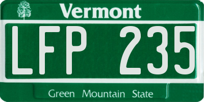VT license plate LFP235