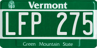 VT license plate LFP275