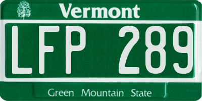 VT license plate LFP289