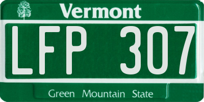VT license plate LFP307