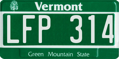 VT license plate LFP314