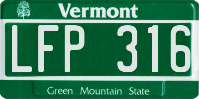 VT license plate LFP316