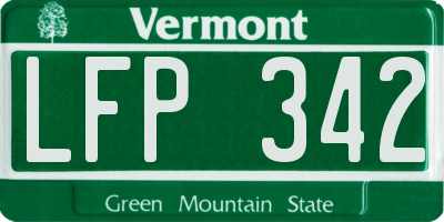 VT license plate LFP342