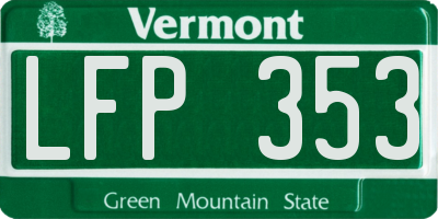 VT license plate LFP353
