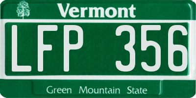 VT license plate LFP356