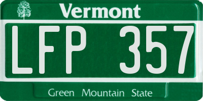 VT license plate LFP357