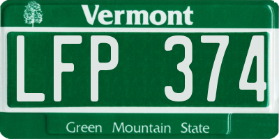 VT license plate LFP374