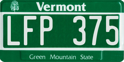 VT license plate LFP375