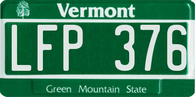 VT license plate LFP376