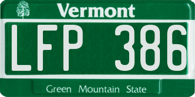 VT license plate LFP386
