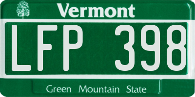 VT license plate LFP398