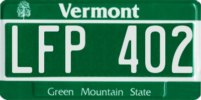 VT license plate LFP402