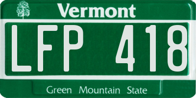 VT license plate LFP418