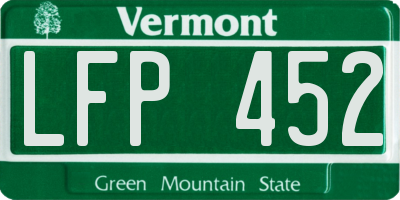 VT license plate LFP452