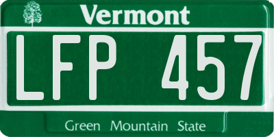 VT license plate LFP457