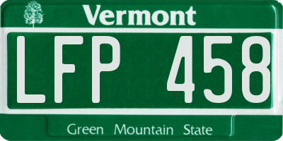VT license plate LFP458