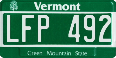 VT license plate LFP492