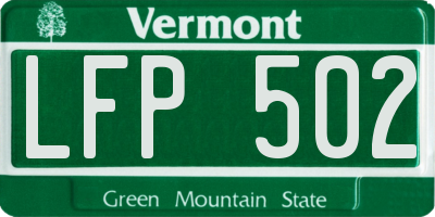 VT license plate LFP502