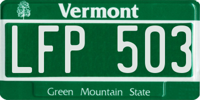 VT license plate LFP503