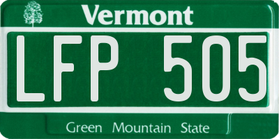 VT license plate LFP505