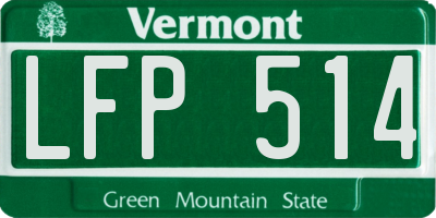 VT license plate LFP514