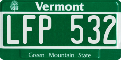 VT license plate LFP532