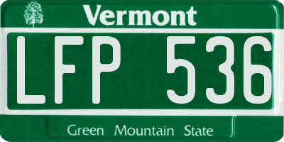 VT license plate LFP536