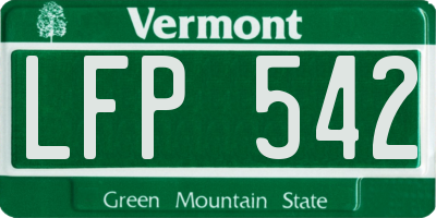 VT license plate LFP542