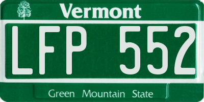 VT license plate LFP552