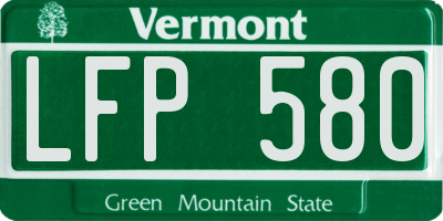 VT license plate LFP580