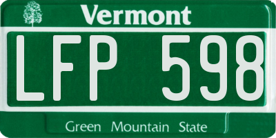 VT license plate LFP598