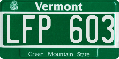 VT license plate LFP603