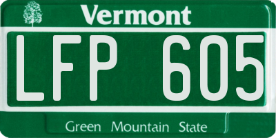 VT license plate LFP605