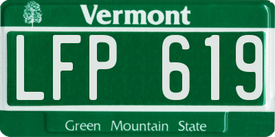 VT license plate LFP619