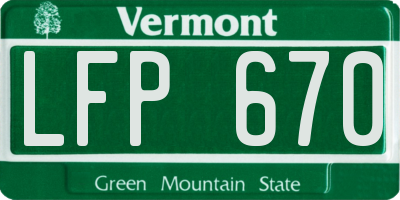 VT license plate LFP670