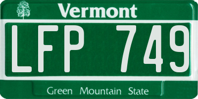 VT license plate LFP749