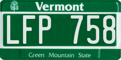 VT license plate LFP758