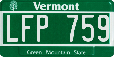 VT license plate LFP759