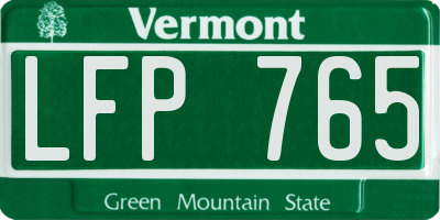 VT license plate LFP765