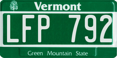 VT license plate LFP792